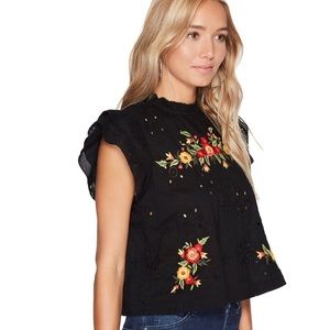 Free People Picnic In the Park Embroidered Top